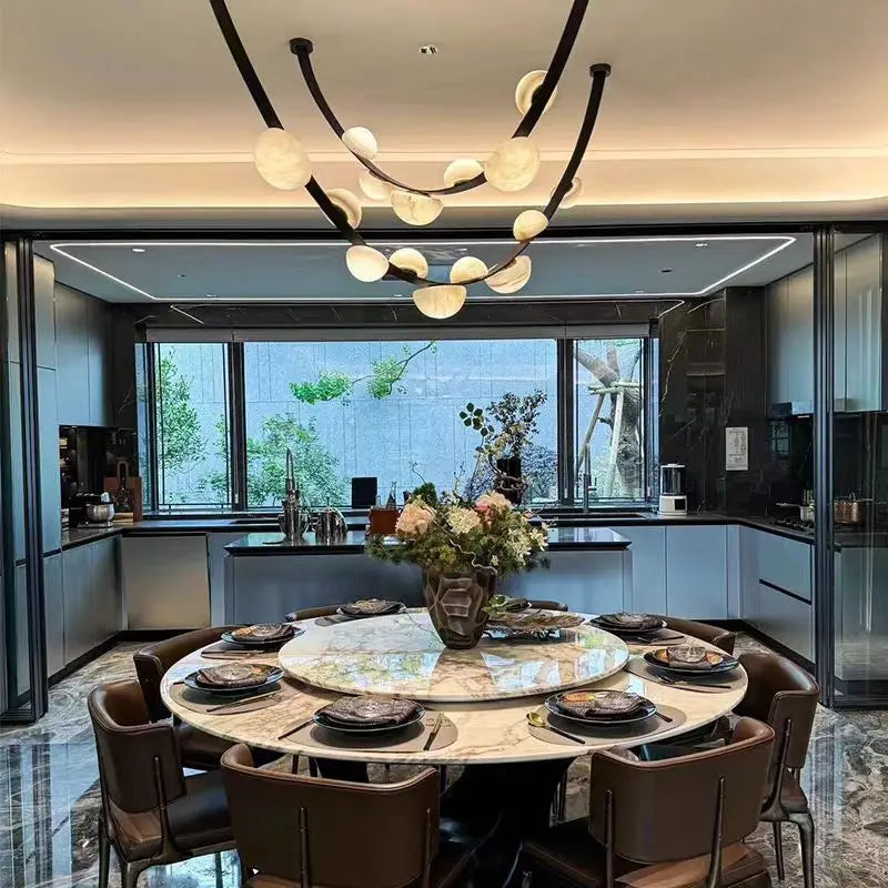 Amber Glass Arched Cluster Pendant Light, Sculptural Dome Garland, 180cm Wide, 140cm High, Dining Room & Stairwell
