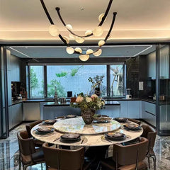 Amber Glass Arched Cluster Pendant Light, Sculptural Dome Garland, 180cm Wide, 140cm High, Dining Room & Stairwell