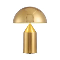 Black Mushroom Dome Table Lamp, Slim Tapered Column Base, Metal Construction, Living Room & Home Office Desk Space