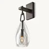 Rippled Clear Glass Teardrop Wall Light, Bronze Bracket Arm, Rectangular Backplate, Bedside, Hallway & Living Room