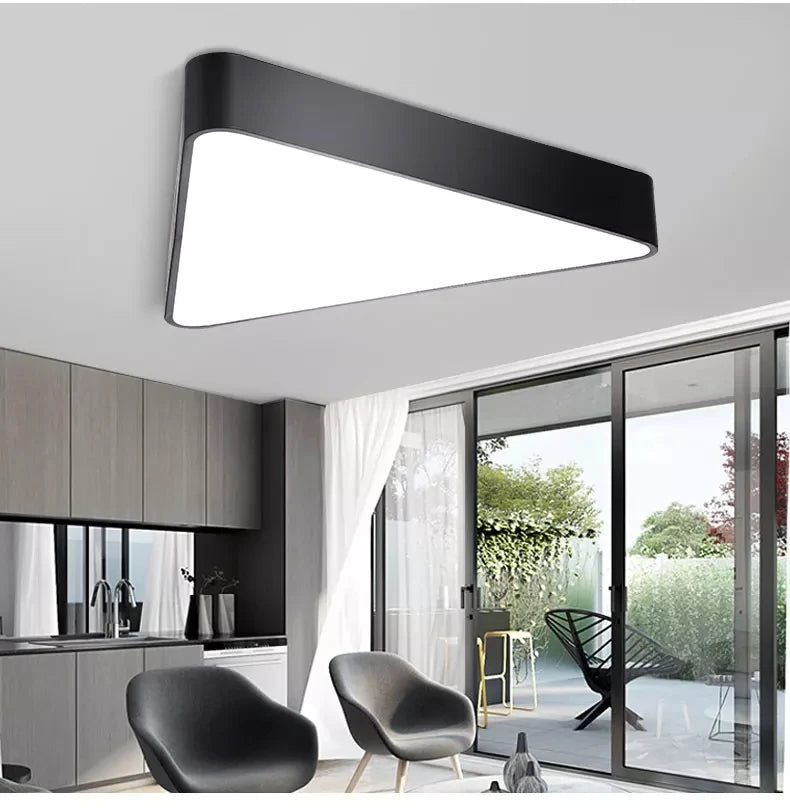 Black Steel Panel Pendant Light, 100x100x80cm, Triangular Diffused Shade, Home Office, Dining Table & Kitchen Island