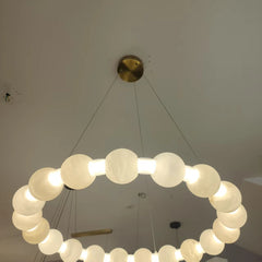 Textured Alabaster Bead Loop Chandelier, 800x600 Loop, Continuous Glowing Strand, Integrated LED, Living Room & Stairwell