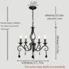 Faceted Crystal Branch Chandelier, Matt Black Finish, 5 Scrolled Candle Arms, 46 x 46 x 98cm, Dining Room & Living Room