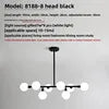 Opal Glass Globe Linear Bar Semi Flush Ceiling Light, Matt Black Angled Arms, 8 Light, Kitchen Island, Dining Room & Living Room
