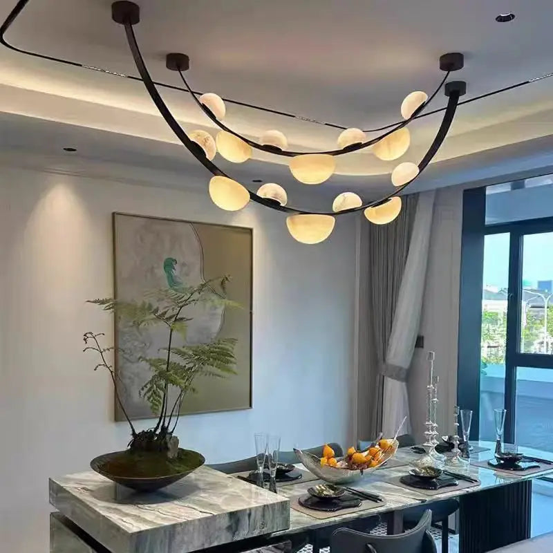 Amber Glass Arched Cluster Pendant Light, Sculptural Dome Garland, 180cm Wide, 140cm High, Dining Room & Stairwell