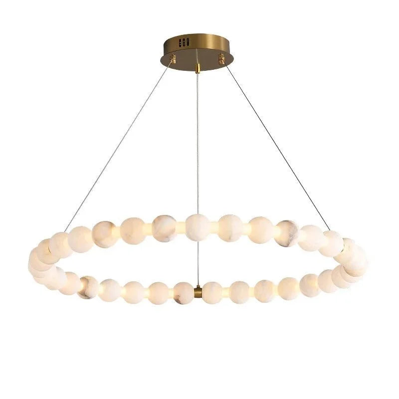 Textured Alabaster Bead Loop Chandelier, 800x600 Loop, Continuous Glowing Strand, Integrated LED, Living Room & Stairwell