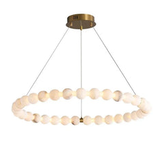 Textured Alabaster Bead Loop Chandelier, 800x600 Loop, Continuous Glowing Strand, Integrated LED, Living Room & Stairwell