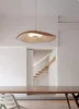 Red Resin Disc Pendant Light, Radiating Wood Grain Rings, Integrated LED, Living Room, Bedside & Home Office