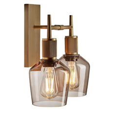 Henley Smoked Glass Schoolhouse Double Wall Light - 5.5 Inch - Mocha