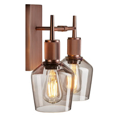 Henley Smoked Glass Schoolhouse Double Wall Light - 5.5 Inch - Mocha
