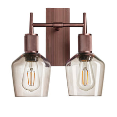 Henley Smoked Glass Schoolhouse Double Wall Light - 5.5 Inch - Mocha