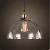 Clear Amber Glass Dome Pendant Light, Antique Brass Holder, Exposed Lamp, Kitchen Island, Dining Table & Hallway
