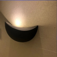 Curved Matt Plaster Wall Light, Black or White Finish, Integrated LED Up and Down Wash, Living Room, Hallway & Bedroom