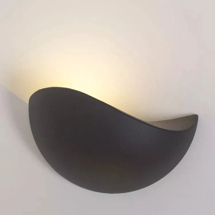 Curved Matt Plaster Wall Light, Black or White Finish, Integrated LED Up and Down Wash, Living Room, Hallway & Bedroom