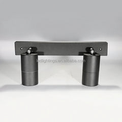 Twin Head Outdoor Spotlight, Adjustable White Cylinder Spots on a Wall Mounted Metal Bar, Porch, Garden and Patio