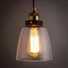 Clear Amber Glass Bell Pendant Light, Antique Brass Holder, Exposed Lamp, Kitchen Island, Dining Table & Hallway