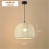 Woven Jute Rope Dome Pendant Light, 30cm Shade, Cream Finish, Style B, Black Flex Cable Suspension, Bulb Not Included, Bedroom and Living Room