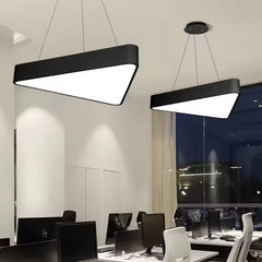 Black Steel Panel Pendant Light, 100x100x80cm, Triangular Diffused Shade, Home Office, Dining Table & Kitchen Island