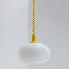White Opal Glass Ellipse Pendant Light, Yellow Cord Cap, Twisted Flex, Kitchen Island, Dining Table & Stairwell