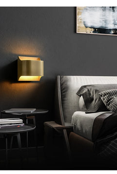 Brushed Gold Column Wall Light, Open Top and Base, Up and Down Glow, Integrated LED, Hallway, Living Room & Bedroom