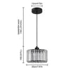 Faceted Crystal Drum Pendant Light, Black Frame with a Slim Brass Suspension Rod, Dining Table and Living Room