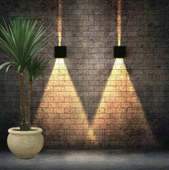 Light Grey Cube Outdoor Wall Light, Adjustable Up and Down LED Beams, Integrated LED Glow, Patio, Garden & Porch