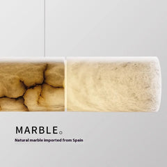 Natural Alabaster Linear Bar Pendant Light, 180cm Length, Knotted Texture, Integrated LED, Kitchen Island & Dining Room