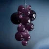 Glossy Purple Glass Bubble Cluster Chandelier, Graduated Round Bubbles, Chain Suspension, 100cm Drop, Stairwell & Dining Table