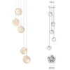 Textured White Cotton Five-Sphere Pendant Light, Staggered Drop Heights, Bulb Not Included, Stairwell & Hallway