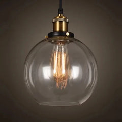 Smoked Amber Glass Cone Pendant Light, Antique Brass Holder, Exposed Lamp, Knurled Grip Band, Kitchen Island & Dining Table