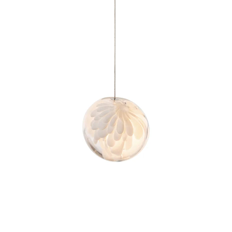 Textured White Cotton Five-Sphere Pendant Light, Staggered Drop Heights, Bulb Not Included, Stairwell & Hallway