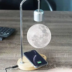 Black Sphere Table Lamp on a Chrome Arch, Textured Acrylic Globe on a Round Solid Wood Base, Desk and Living Room Accent