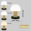 White Opal Glass Bell Shade Desk Lamp, Yellow Cylinder Stem, Simple Round Base, Bedside, Living Room & Home Office