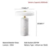 Marble Dome Table Lamp, Opal Glass Disc Shade, Brass Touch Control, White Finish, Rechargeable, Bedside & Living Room