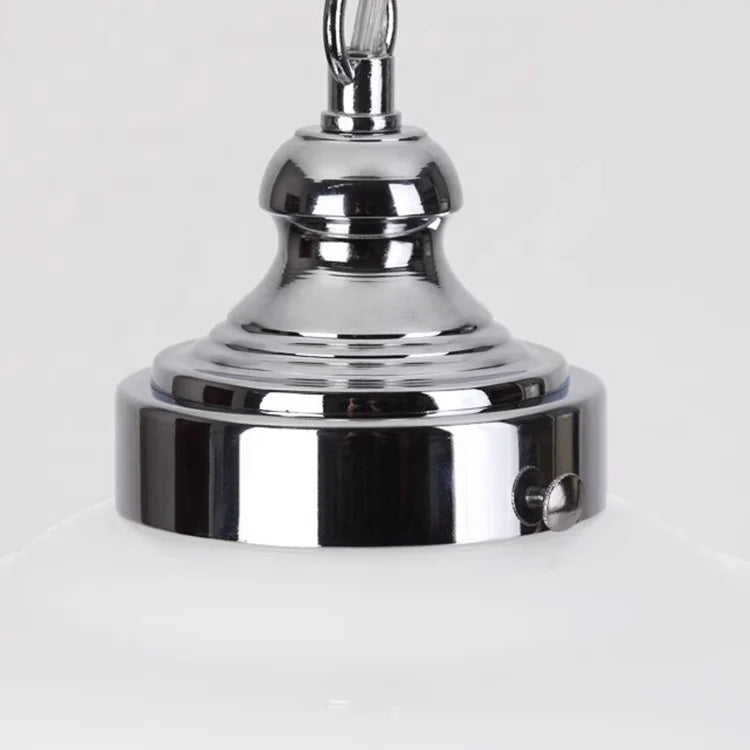 Opal Glass Schoolhouse Bell Pendant Light, Polished Gold Fitting and Chain, Hallway, Kitchen Island & Landing