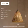 Woven Rattan Dome Pendant Light, Natural Finish, Collar Top Silhouette, Kitchen Island, Dining Table & Living Room