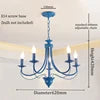 Curved Branch Iron Chandelier, 5 Light Candle Style Arms, Blue Finish, 62x62x102cm, Traditional Style, Dining Room & Hallway