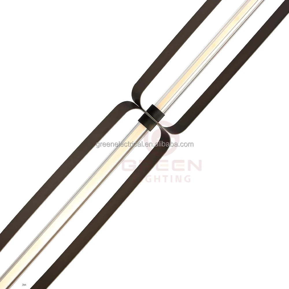 Black Steel Column Floor Lamp, 1280mm Tall, Twin Oval Loop Frame with Integrated LED Strip, Living Room & Office