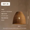 Woven Rattan Dome Pendant Light, Natural Finish, Collar Top Silhouette, Kitchen Island, Dining Table & Living Room