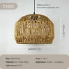 Woven Rattan Bell Pendant Light, Brown Finish, Black Cable Suspension, Bulb Not Included, Kitchen Island and Dining Table