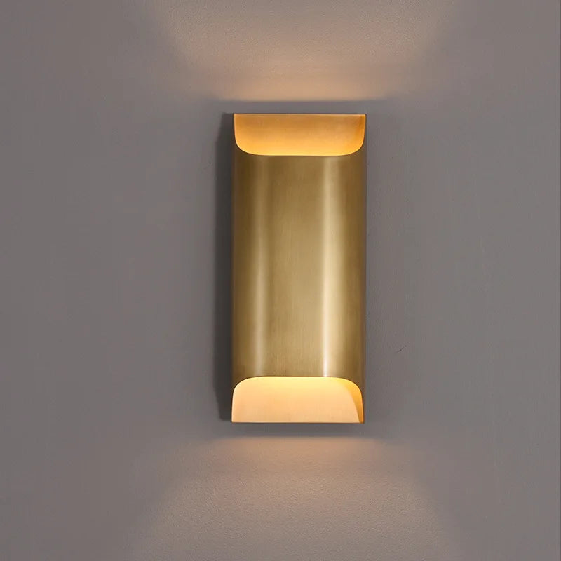 Matt Black Panel Wall Light, 10cm Curved Top and Base, Warm Up and Down Light Wash, Hallway, Bedside & Living Room