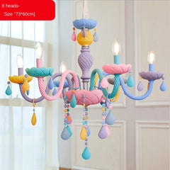Textured Multicolour Resin Branch Chandelier, 5 Pastel Candle Arms, Colour Drop Beads, Bedroom, Living Room & Dining Room