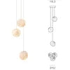Textured White Cotton Three-Sphere Pendant Light, Staggered Drop Heights, Bulb Not Included, Stairwell & Hallway