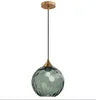 Fluted Glass Globe Pendant Light, Dark Green Embossed Finish on a Brass Cap, Bulb Not Included, Dining Table & Living Room