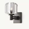 Faceted Crystal Block Wall Light, Bronze Finish, Rectangular Backplate with Double Bar Arm, Bedroom & Hallway
