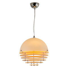 Matt White Dome Pendant Light, Amber Tiered Ring Skirt, 30cm Large Silhouette, Kitchen Island & Dining Table