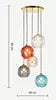 Fluted Glass Globe Cluster Pendant Light, Multicolour Finish on a 35cm Gold Plate, 5 Light, Bulb Not Included, Dining Table & Living Room