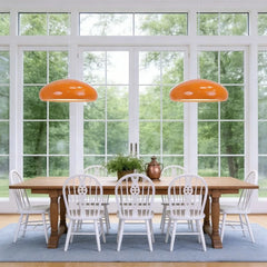 Glossy Ochre Metal Dome Pendant Light, Rounded Shade on a Slim Cable, Bulb Not Included, Bedside, Kitchen Island & Dining