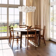 Textured Amber Glass Drum Chandelier, Layered Overlapping Discs, Brass Pin Detail, Integrated LED, Bedroom & Living Room