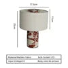 Red Marbled Stone Drum Table Lamp, Cream Linen Shade, Polished Cylinder Base, Bedside & Living Room Console Table